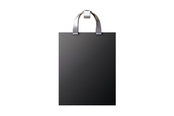 Black shopping bag with metallic handles shown isolated on white background, clean layout concept for branding or packaging 3D Rendering