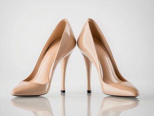 Elegant black leather high-heel stiletto pumps, a stylish and fashionable footwear accessory for women, exuding beauty and glamour