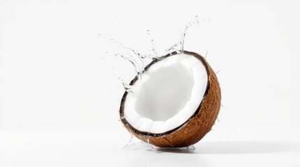 Splashing Water on Halved Coconut