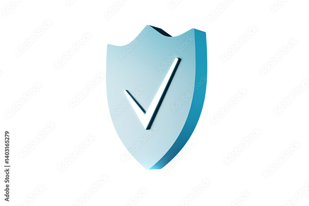 Aufkleber blue 3d shield with check mark symbol isolated on white background, symbolizing online safety, cyber