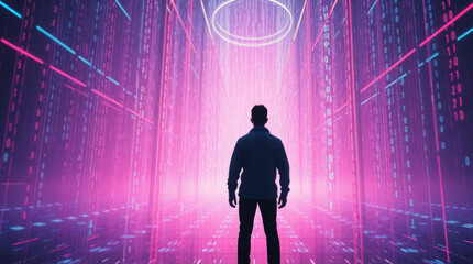 man inside the metaverse illustration