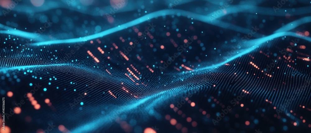 Aufkleber abstract digital wave pattern with glowing particles