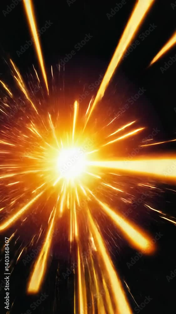 Wall mural bright burst of energetic light rays shooting outward in a starburst pattern on a dark background
