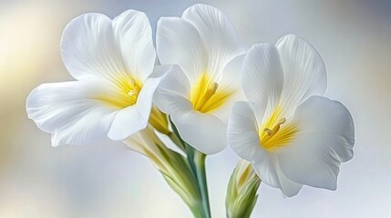 Fototapeta premium White flowers, soft background, studio shot, spring bloom, greeting card