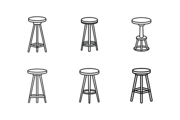bar stool line art vector illustration