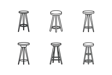 bar stool icon line art vector illustration