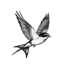 Obraz premium Monochrome Bird in Flight Elegant Black and White Avian Illustration