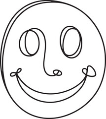 Obraz premium Minimalist One-Line Smiling Face T-Shirt Design - Simple Happy Emoji, This clean and modern t-shirt design features a minimalist, continuous single-line drawing of a smiling face. 