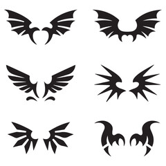 Vector Black silhouettes Dragon Crest Wings. with white background