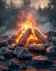 Cozy Nighttime Gathering Around the Bonfire Friends Sharing Warm Moments on the Hearty Hearth