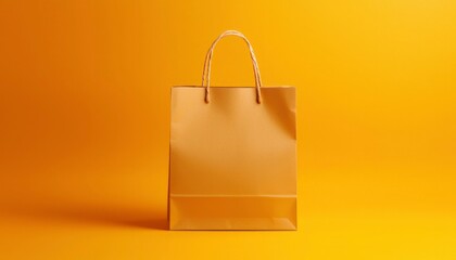 Empty shopping bag on orange background