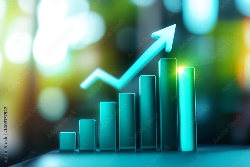 Leinwandbilder vibrant abstract graph reaching new heights in a blurred cityscape background for growth and success