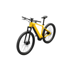 Sleek Yellow Electric Mountain Bike - Isolated on Black