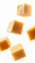 Deliciously cheesy delight artful cubes of cheese culinary studio food photography bright white background close-up gourmet snacking