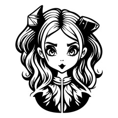 Stylized Monochrome Portrait of a Fanciful Girl