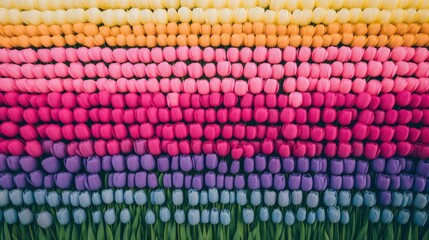 Obraz premium Vibrant Rainbow of Tulips Colorful Floral Background