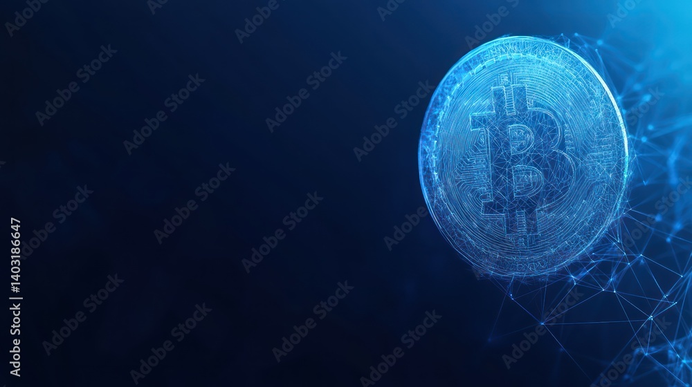 Poster digital bitcoin coin network technology background