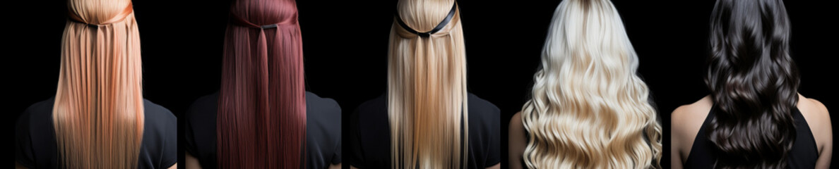Naklejka premium Variety of Half-Up Hairstyles on Long Wavy and Straight Hair.