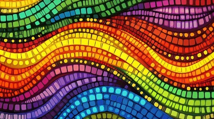 Vibrant abstract modern aboriginal dot painting background showcasing dynamic patterns and colors