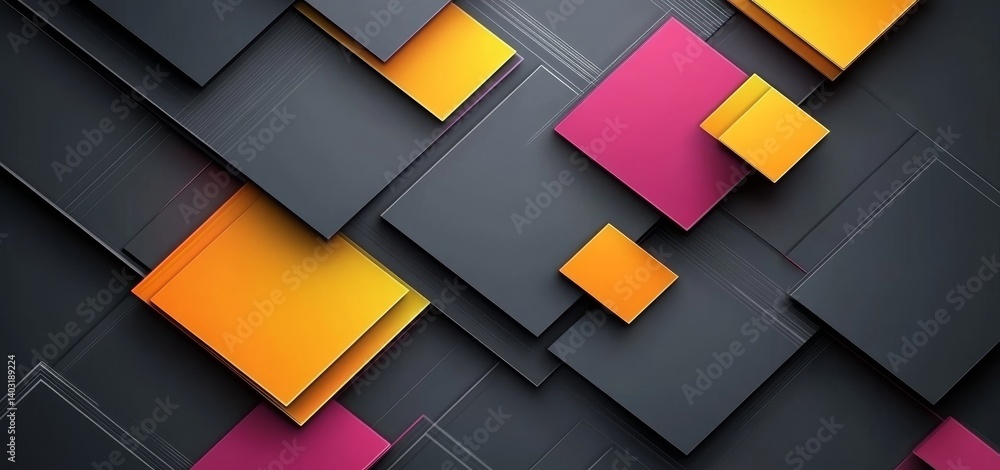 Poster a dynamic abstract creation with bold shapes and a lively color interplay, offering an invigorating 