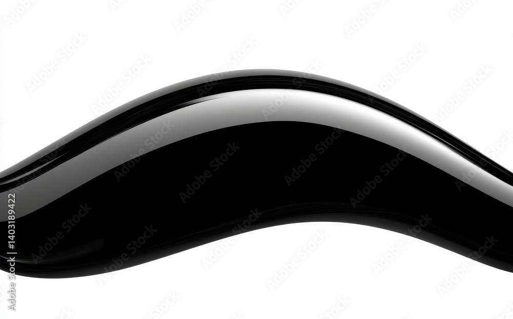Poster an elegant, abstract representation of flowing black substance, highlighted with iridescence, and ch