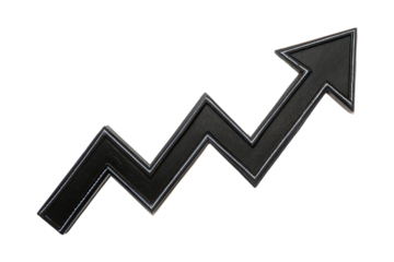 Upward arrow graph isolated on transparent background. Png