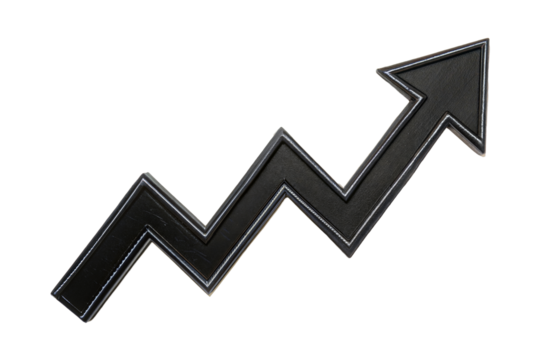 Upward arrow graph isolated on transparent background. Png