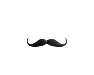 Classic black handlebar mustache with a textured appearance. Ideal for retro themes, vintage styles, character designs, and facial hair concepts against or on transparent PNG background.

