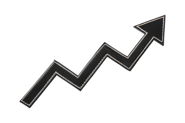 Black upward arrow graph isolated on transparent background. Png