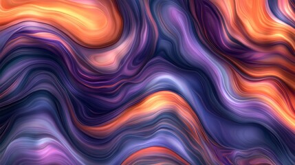 Obraz premium A lively, fluid abstract composition with waves of orange, pink, and purple shades contrasted with a black base