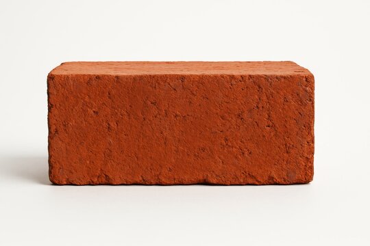Single Red Brick Block on a White Surface Brick