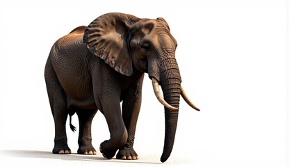 Obraz premium Elephant walking gracefully against a white background 