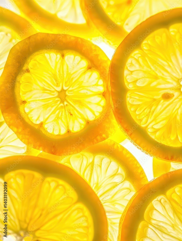 Aufkleber A close-up view of several yellow lemons cut in half, creating a pattern of concentric circles.