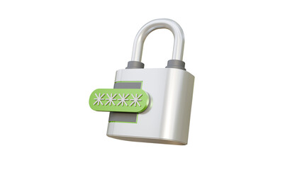 Locked padlock with password on isolated background. Lock and Pin code entry. Security and safety. Cyber Privacy concept. Creative 3d icon design for web and app isolated.