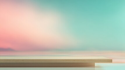 Soft Gradient Minimalist Background with Mint Green and Blush Pink Hues, Ethereal Haze Over Pale Beige Platform for Creative Branding and Social Media