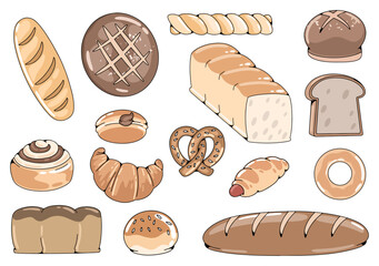 Hand Drawn Bakery Illustration Collection Collection pack. Perfect for print, t-shirt design, posters, stickers and branding