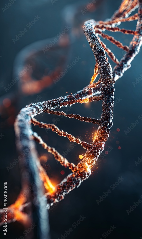 Poster exploring the intricate structure of a glowing dna double helix