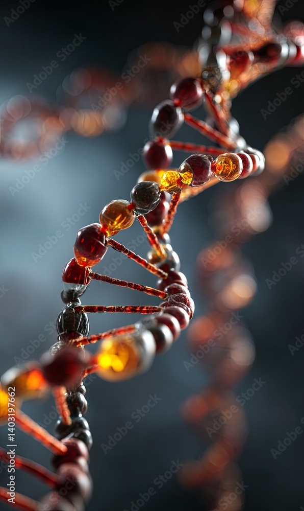 Poster detailed view of a dna double helix structure emphasizing its unique design