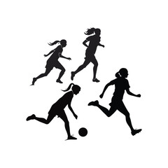 silhouettes of play football woman dancing people