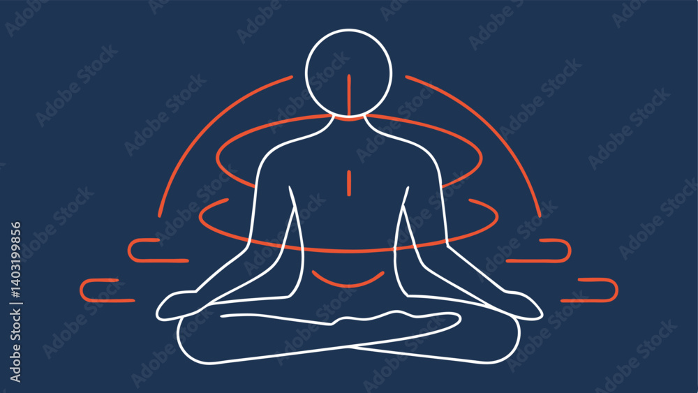 Poster relaxed state a simple outline of a person in a relaxed pose with visual lines indicating relaxation
