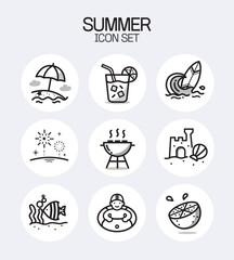 Summer Icons vector Collection | black Line Art Styles