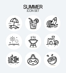 Summer Icons vector Collection | black Line Art Styles