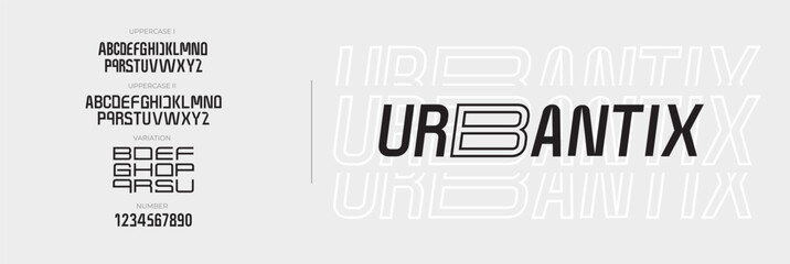  Modern Fonts. Uppercase Number Typography, and Urban style Font variations for tech, space, digital, movie logo design. Vector illustration