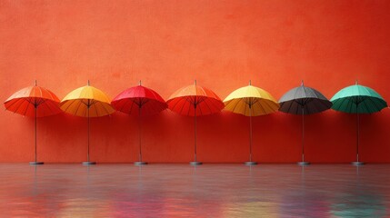 Colorful Cocktail Umbrellas in a Row