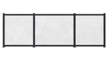 Safety Barrier: A stark monochrome portrayal of a robust chain-link fence, a symbol of safety and division, constructed with strong metal.