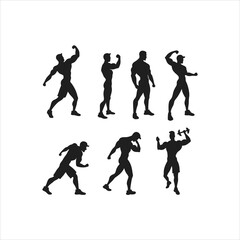 vector silhouettes of people Man bodybuilder silhouettes
