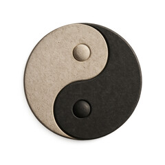 A black and white yin yang symbol. The black and white design represents the balance between opposing forces