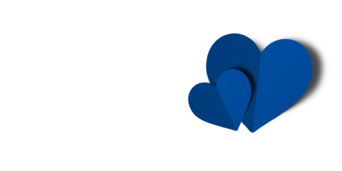 blue paper hearts isolated on transparent background. Valentine's day.