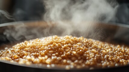 Steaming barley cooking kitchen pot food