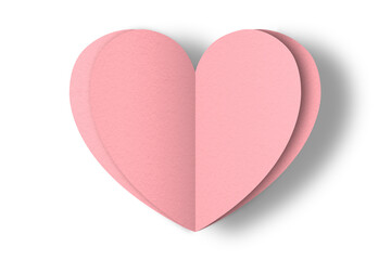 pink paper hearts isolated on transparent background. Valentine's day.